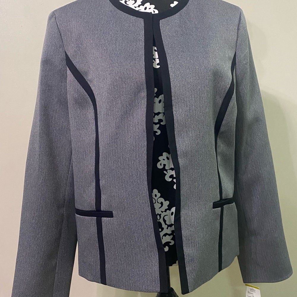 Evan Picone dress jacket grey with black size 14